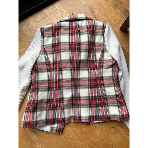 Sundance Mixed Media Plaid Moto Jacket Women’s 4 – Wool Blend, Knit Sleeves - Picture 6 of 6